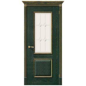 Дверь межкомнатная шпонированная коллекция Элит, Триест, 2000х700х40 мм., остекленная Сатинато Полимер, зеленый (Д-07)