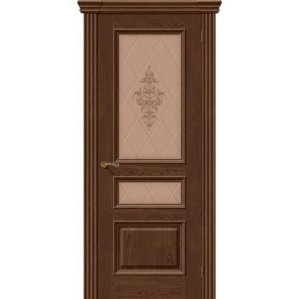Дверь межкомнатная шпонированная коллекция Элит, Вена, 2000х600х40 мм., остекленная Художественное, виски (Т-32)
