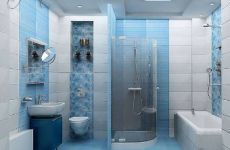 Интерьер ванной комнаты в голубом цвете