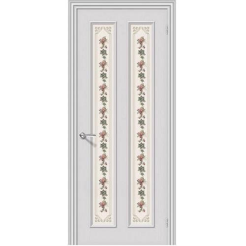 Дверь межкомнатная эмалированная коллекция Fix, Пастораль, 2000х800х40 мм., остекленная, СТ-Прованс, Белый (К-33)