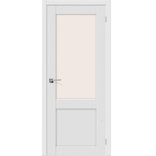 Дверь межкомнатная ПВХ коллекция Porta, Порта-2, 2000х400х40 мм., остекленная, СТ-Сатинато, Белый (П-23)
