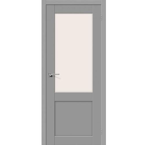 Дверь межкомнатная ПВХ коллекция Porta, Порта-2, 2000х800х40 мм., остекленная, СТ-Сатинато, Серый (П-16)