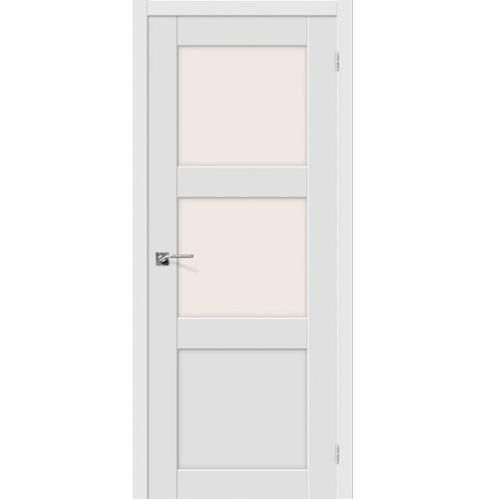 Дверь межкомнатная ПВХ коллекция Porta, Порта-4, 2000х600х40 мм., остекленная, СТ-Сатинато, Белый (П-23)