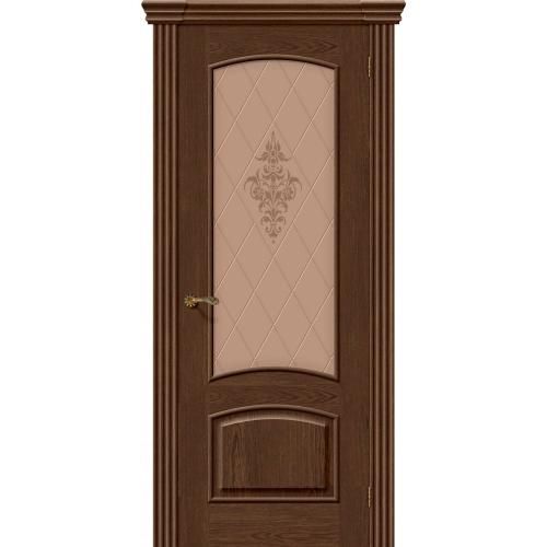 Дверь межкомнатная шпонированная коллекция Элит, Амальфи, 2000х600х40 мм., остекленная Художественное, виски (Т-32)