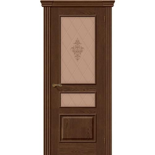 Дверь межкомнатная шпонированная коллекция Элит, Сорренто, 2000х800х40 мм., остекленная Художественное, виски (Т-32)