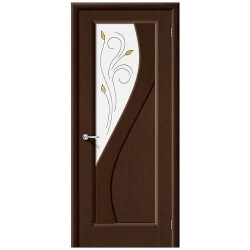 Дверь межкомнатная шпонированная коллекция Комфорт, Сандро, 2000х900х40 мм., остекленная Сатинато Полимер, венге (Ф-09)
