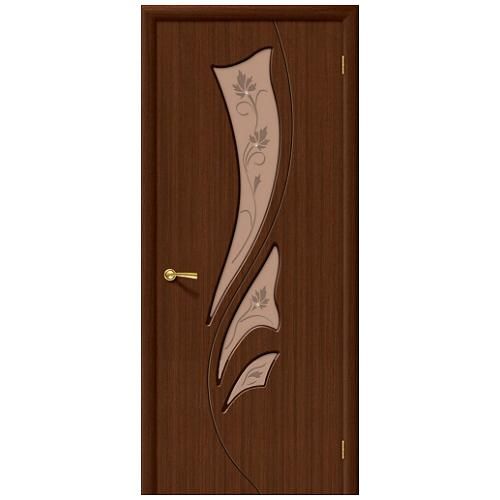 Дверь межкомнатная шпонированная коллекция Стандарт, Эксклюзив, 2000х600х40 мм., остекленная Художественное, шоколад (Ф-17)
