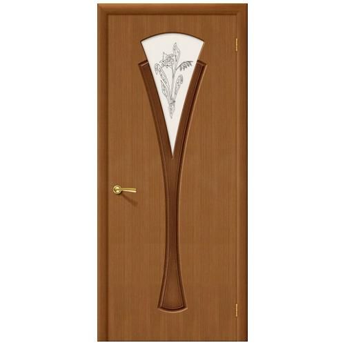 Дверь межкомнатная шпонированная коллекция Стандарт, Флора, 1900х600х40 мм., остекленная Витраж, орех (Ф-11)