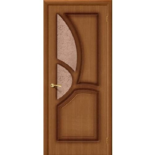 Дверь межкомнатная шпонированная коллекция Стандарт, Греция, 2000х900х40 мм., остекленная Рифленое, орех (Ф-11)