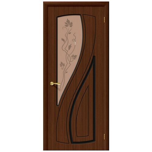 Дверь межкомнатная шпонированная коллекция Стандарт, Лагуна, 2000х900х40 мм., остекленная Художественное, шоколад (Ф-17)