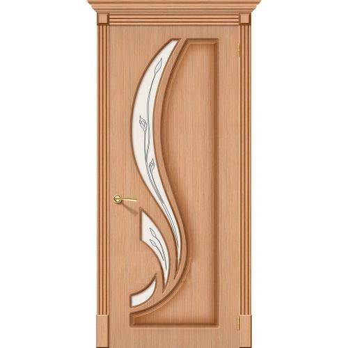 Дверь межкомнатная шпонированная коллекция Стандарт, Лилия, 2000х900х40 мм., остекленная Сатинато, дуб (Ф-01)